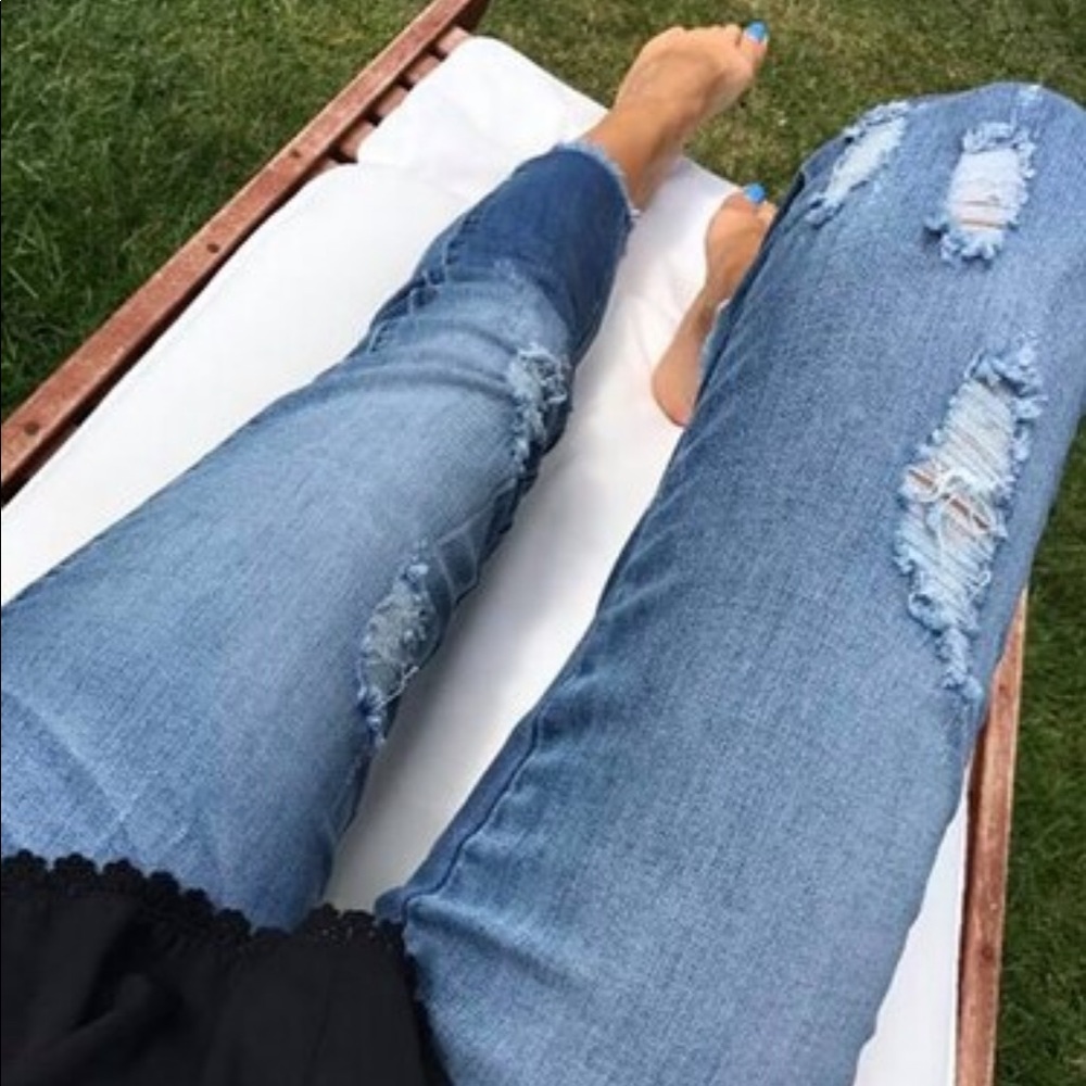 Distressed Skinny Fit Raw Hem KanCan Jeans